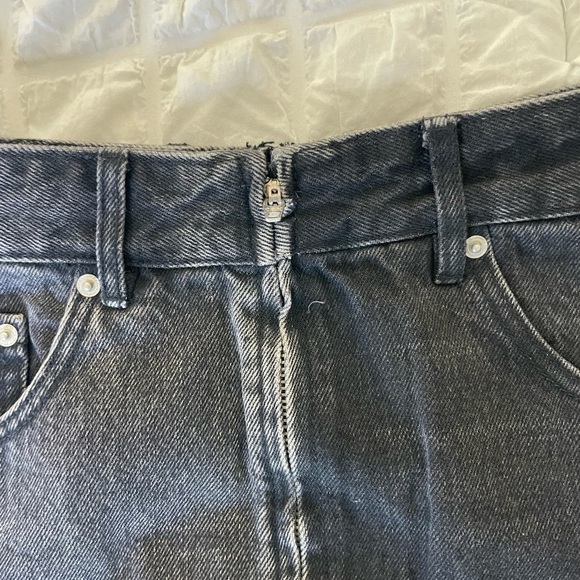 Zara  denim colorblock fray hem midi skirt - Picture 9 of 14